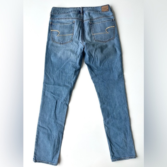 American Eagle Stretch Low Rise Medium Wash Soft Blue Skinny Jeans Women’s Sz 6 - Picture 4 of 7
